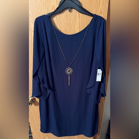 Alyx Dresses & Skirts - Alyx Elegant Navy Blue Dress w/Necklace